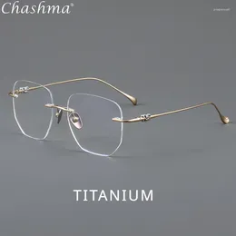 Sunglasses Frames Rimless Glasses Ultra Light Pure Titanium Eyeglass Fashion Polygon Spectacle Optical Prescription Eyeglasses Man Woman