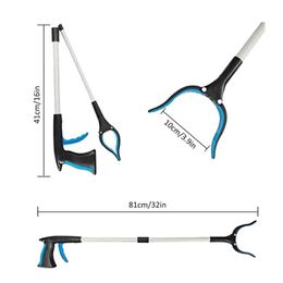 81cm Pick And Grab Tool Long Folding Telescopic Trash Clamp Pick Up Tool Aluminium Garbage Clip Hand Grabber For Waste Collection