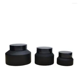 Storage Bottles 15G 30G 50G 100G Empty DIY Glass Cosmetic Cream Jar Top Grade Black Mask Refillable Container Facial Box/Case