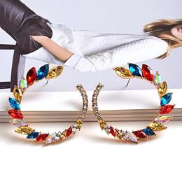 Dangle Earrings Wholesale Colourful Rhinestones Metal Round Earring High-quality Crystals Drop Jewellery Fashion Accessories For Women