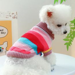 Dog Apparel Cat Clothes Puppy Outfit Autumn Winter Products Comfortable Colorful Stripes Sweaters