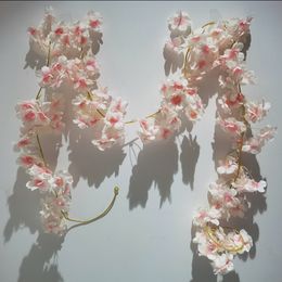 180CM Silk Sakura Flowers Vine Hanging Artificial Cherry Blossom Garland Wreath for Wedding Arch Party Home Wall DIY Decoration