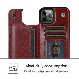 Retro PU Flip Leather Case For iPhone 14 Pro Max Multi Card Holder Wallet Slim Fit Premium Cover