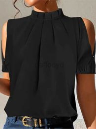 Women's Blouses Shirts Fashion Off Shoulder Black Office Ladies Tops And Blouses Women 2024 Summer Casual Short Sleeve Top Femme Shirt Blouse Woman 240411