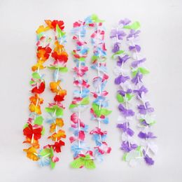 Decorative Flowers 50 Pieces Colourful Cloth Garland Necklace Flower Beach DIY Ornament Handicraft Garlands Accessory Wedding Party