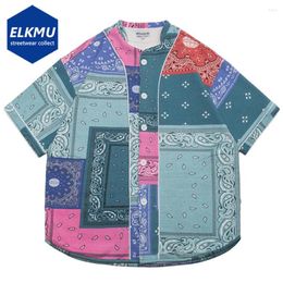 Men's Casual Shirts Fashion Paisley Bandana 2024 Summer Loose Causal Short Sleeve Button Up Blouse