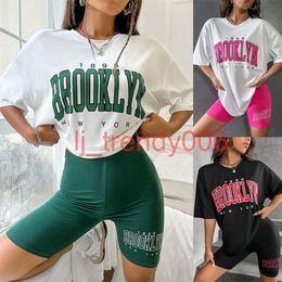 Wearable pullover casual set for womens pajamas Sleepwear loose T-shirts tight shorts slim fit set for home wear Nightwear