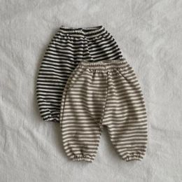 Trousers New Baby Boys Casual Trousers Spring Autumn Infant Toddler Striped Pants Girls Cotton Loose Comfortable Versatile Harem Pants