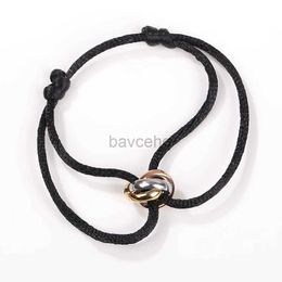 Bangle Simple Fashion Unisex Bracelet 3 Metal Buckle Hand Chain Adjustable Mens Rope Bracelet for Women Jewelry Gifts 240411