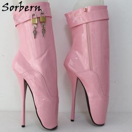Sorbern 18cm SM Ballet Short Boots Women High Heels Plus Size Unisex Shoes Zipper Lockable Ankle Straps Booties BDSM Custom