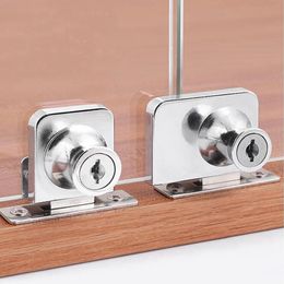 1pc Glass Cabinet Double Door Lock Showcase Lock Free Glass Opening With Key Zinc Alloy Bolt Glass Cabinet Cupboard Door Locks