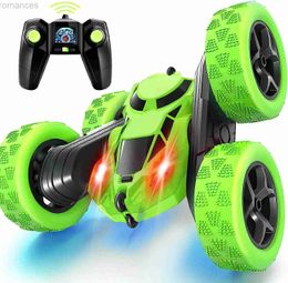 Electric/RC Car RC Stunt Car Children Double Sided Flip 2.4G Remote Control 360 Deree Rotation Off Road Drift RC Car Gifts For Kids Adults Boys 240411