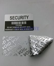 500 Silver Color VOID Security Labels Removed Tamper Evident Warranty Sealing Sticker With Serial Number And Barcode6740171