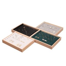 Wooden Ring Display Holder Jewellery Storage Tray Organiser Rings Stand for Show 24*18*3cm