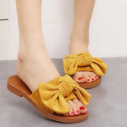 Slippers Bow Flats Women Walking Cosy Sandals Shoes Casual Beach Flip Flops Summer 2024 Fashion Brand Slides Mujer