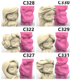 C327-332 Cute Girl Vase Silicone Mould Scented Stone Ornaments Homemade Ashtray Flower Pot Pen Holder Handicraft Gift Homemade