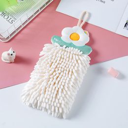 2/5PCS Chenille Towel Hanging Absorbent Quick Dry Kitchen Bathroom Cute Flower Hand Ball Kids Animal Wipe Dry Hand Towel Adults
