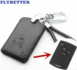 Genuine Leather 4Button Smart Key Case Cover For Renault ClioScenicMeganeDusterSandero Car Styling B L18095866713