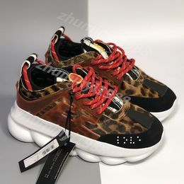 Designers Luxurys Shoes chain reaction Casual platform Black white Brown Orange Animalier flowers mens womens sports sneakers trainers size 5.5-11 tenins zm41