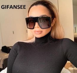 GIFANSEE Square Sunglasses Women Men Brand Designer Oversized clear frame luxury Unique Glasses Female Eyewear UV400 shades5740472