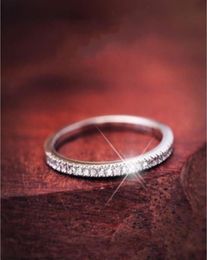 Pave setting Luxury Jewellery Vintage Soild 925 Sterling silver Topaz CZ Diamond Wedding Engagement Band Rings for Women Size 59 Ne1308600