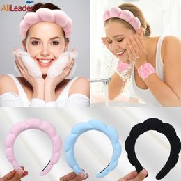 Girls Puffy Sponge Skincare Headband For Washing Face Hair Wash Big Croissant Headband Skin Care Headbands For Shower Yoga