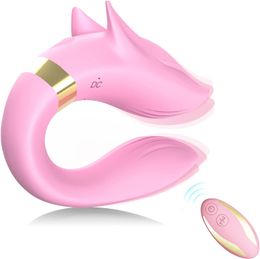 Wearable Mini Fox Vibrator Clitoral Stimulator Placed in The Panties Sex Toys for Women G Spot 2 Vibration Modes 9 Vibration Speeds Silent Motor,Pink