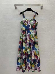 Leisure Dress 2024 Spring/Summer Fine Strap Printed Retro Bohemian Vacation Dress