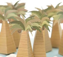 10/20/30pcs Coconut Palm Tree Candy Box Paper Chocolate Sweet Treat Boxes Hawaiian Tropical Wedding Birthday Party Gift Packing