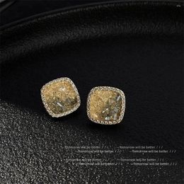 Stud Earrings Crystal Sugar Micro Inlaid Zirconia Square For Female Niche High-end Feel Light Luxury Fashion Whole