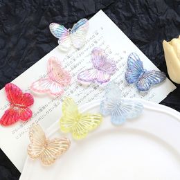 2 pieces 21*49mm Retro Mirage Contrast acrylic Butterfly Pendant DIY jewelry discovery Necklace Bracelet accessories