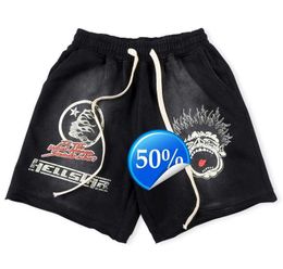 Shorts hell shorts masculinos shorts verão hellstar clássico letra impressão masculina calça curta