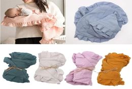 Blankets Swaddling 4 Layers Ruffle Swaddle Born Muslin Baby Blanket Wrap Organic Cotton Bedding Infant Bath Towel Pography Props5755522