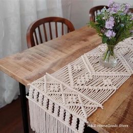 Tapestries 2024 30x180CM Crochet Macrame Table Runner Boho Decoration Nordic Style Tassels Handmade Decor Home Woven Wedding Gift Bohemian