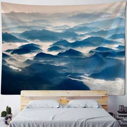 Landscape Tapestries Fog Forest Tapestry Natural Wall Hanging Aesthetics Room Decoration Home Wall Decor Background Fabric Yoga Sheets R0411 1