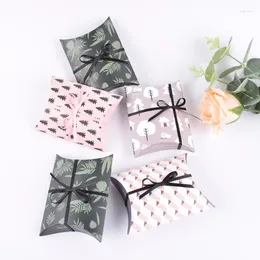 Jewelry Pouches 50Pcs Gift Bag Packaging Box Pillow Shape Cake Candy DIY Wedding Party Favor Kraft Paper Boxes Christmas Supplies