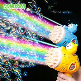 Sand Play Water Fun 23 Hole Bubble Gun Machine Light Bubble Guns Outdoor Games Bubble Maker Toy for Children Boys Girls Gift L47