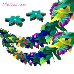 Party Decoration 2set 3m Tissue Flower Leaves Luau Paper Garland Tropical Jungle Birthday Decorations Hawaiian Themed Supplies