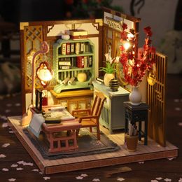 DIY Wooden Doll Houses Kit Miniature Casa With Furniture Cherry Blossom Dollhouse Model Villa Toys for Adults Birthday Gifts