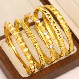 Bangle Freetry Multiple Gold Plated Stainless Steel Cuff Bangles For Women Delicate Zirconia Geometric Bracelets Waterproof Jewellery