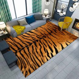 Tiger Print Rug Wild Animal Fur Pattern for Living Room Home Decor Area Rug Skin Fur Luxury Soft Carpet Perfectly In Bedroom