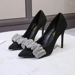 Dress Shoes Women Luxury Pumps Poined Toe Rhinestone Design High Heels Sexy Slip-on Wedding Party Fashion Zapatos De Mujer
