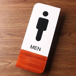 Acrylic Wood Grain Toilet Sign Prompt Men & Women Wc Restroom Signs Door Sticker Doorplate Creative Signage