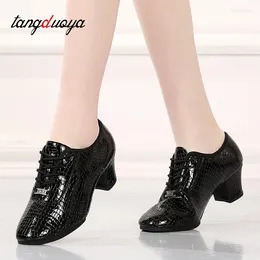 Dance Shoes Latin For Woman Leather Upper Modern Sneakers Jazz Ballroom Training 5cm Heel