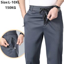 Men's Pants 9XL Summer Men Loose Straight Plus Size 8XL 7XL 6XL 150KG Stretched Office Blue Elastic Male Work Business Trousers