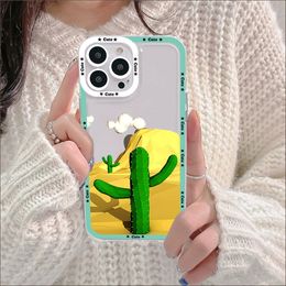 Cactus Phone Case For IPhone 14 13 12 11 Pro Max Mini X Xs XR 6 7 8 Plus SE 2020 Transparent Case