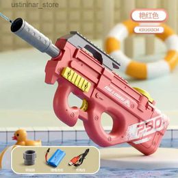 Sand Play Water Fun The New P90 AUG Electric Water Gun High-Speed Continuous Firing Large-Capacity External Water Bottle Outdoor Water L47