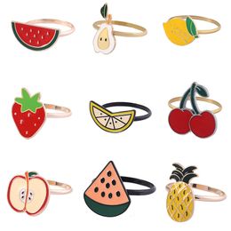 1pcs Cute Fruit Shape Napkin Ring Metal Alloy Napkin Buckle Holder For Wedding Dinner Home Napkin Holder Kids Party Table Decor