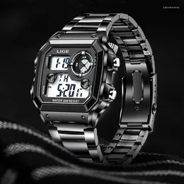 Wristwatches LIGE Fashion Square Watch Men Casual Creative Analog Digital Top Chronograph Quartz Military Reloj Hombre