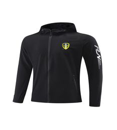 Leeds United FC Men039s Jackets Juniors Jerseys full zipper Hooded jacket Windbreaker Thin and breathable for soccer fans in 4946186